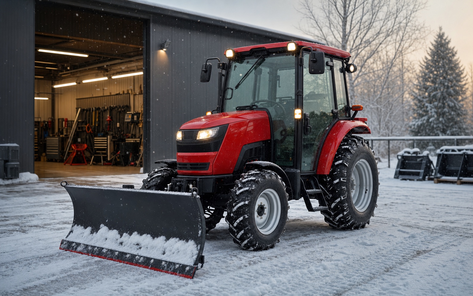 Traktor z kabiną ogrzewaną zimą